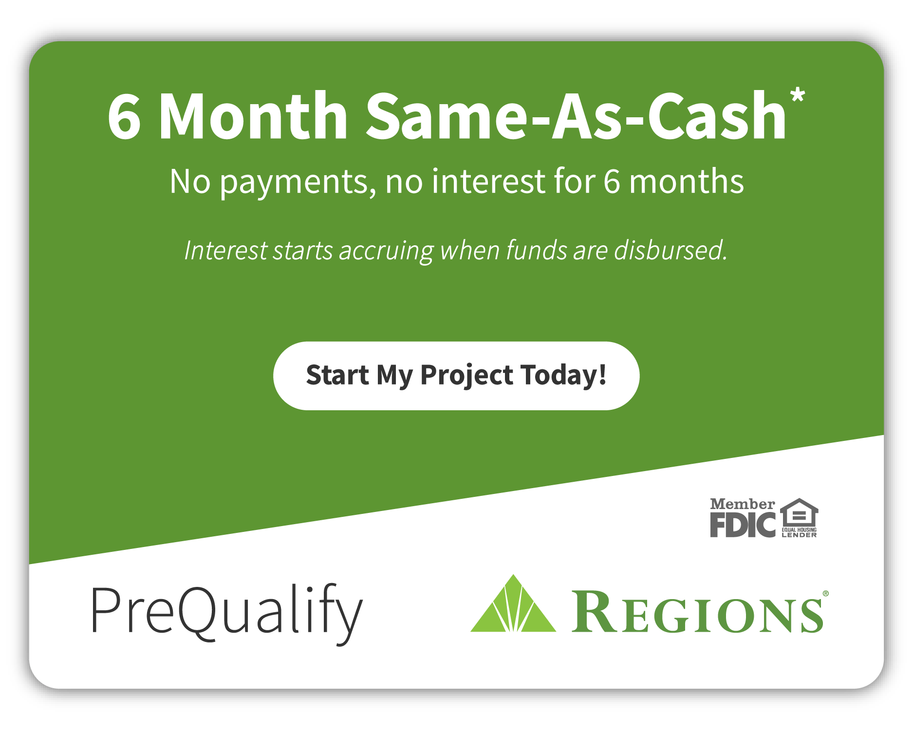 PreQualify for 6 months Same-As-Cash financing with Southern Windows & Doors